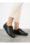 Women's black genuine leather orthopedic sole daily shoes - 2