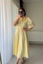 Yellow Linen Dress with Lace Sleeve Detail and Belt