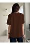 Women's Minimal Heart Printed Crew Neck Oversize Casual Black White Blue T-Shirt - 2