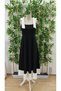 Women's Double Color Kiloş Imported Crepe Dress with Ribbon Straps on the Shoulders - 5