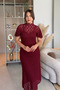 Elegant Midi Burgundy Lace Dress with High Collar Lining - 5