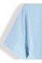Women's Floral and Bicycle Printed Baby Blue T-Shirt Oversize Loose Fit - 4