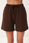 Modal Oversize T-Shirt Shorts Set Lub0379 Brown - 5