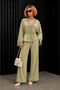 Light Khaki Tencel Guipure Lace Shirt and Pants Set - 4