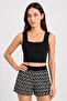 Square Neck Knitwear Crop Tank Top Black - 2