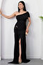 One-Shoulder Shawl Collar Sandy Dress with Buckle at the Waist K-261704 - 6