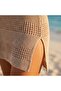 Backless, Side-Slit Knitwear Beach Dress, Pareo - 5