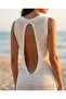 Backless, Side-Slit Knitwear Beach Dress, Pareo - 2