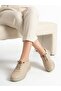 Women's Beige Genuine Leather Elastic Lightweight Orthopedic Sole Daily Use Shoes - 2
