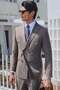 Brown-White Swallow Collar Double Breasted 6 Drop Slim Fit Full Lining Flexible Suit 1001260171 - 2