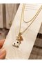 Women's New Year Themed Socks with Figures and Colorful Stones Gold Necklace - 3