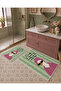Green Pink Duck Patterned Non-Slip Base Bath Mat Set of 2 Children's Bath Rug - 6