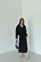 Black Crop Shirt Long Modal Dress Set - El51153