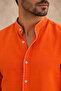 Hakim Collar White Stitching Detailed Long Sleeve Men's Shirt Orange - 2