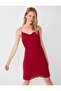 Burgundy Degaje Collar Chain Detailed Mini Dress