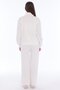 Women's Cotton Zippered Wide Leg Tracksuit Set Ecru 8528 - 3