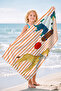 Children's Beach Towel with Cute Animal Figures - Orange Striped Safari Quick-Dry Microfiber Towel - 2
