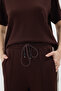 Women's Modal Fabric Sweatpants Set with Snap Buttons and Ribbon Detail on the Sides - 4