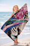 Leopard Floral Safari Beach Towel - Bohemian Modern Black Pink Quick Dry Microfiber Towel - 7