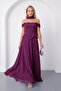 Women's Plum Slim Fit Shawl Collar Strapless Promise Engagement Evening Dress - 2