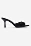 Women's Pointed Toe Thin Heeled Stylish Daily Slippers Sama Black Satin - 3