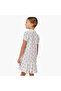 Collared Short Sleeves Drop Waist Dress with Cherry Print - 3