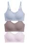 Seamless Bra - Elaris |   Laser Cut Underwire-Free Low-Cut Ribbon Detail Seamless Women's Bra 3-Pack