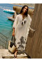 Women's Ecru Jacquard Oversize Long Dress