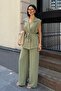 Women's Belted Vest Palazzo Linen Touch Suit
