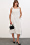 Women's Strappy Polka Dot Midi Dress 2607 - White - 4