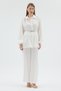 Belt Detailed Oversize Shirt and Trousers Set Ecru - 2