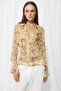İz Kolekzyon Eco Print Rayon Chiffon Shirt - Beige - 4