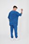 تي شيرت رجالي أساسي كبير الحجم قابل للغسل بتأثير نيلي - 4