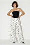 Women's Ecru Black Waist Tie Polka Dot Relaxed Loose Trousers 3322 60286334 - 2