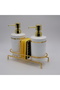 Kitchen Countertop Double Soap Dispenser and Sponge Holder Set - Luxury Detergent Dispenser with Gold and Silver Detailing - 4