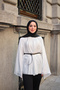 Women's Tulle Blouse with Ruffle Detail on the Front, White - 2