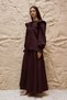 Brown Baby Collar Ruffled Shirt Skirt Double Set (Set of 2) - 2