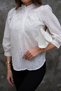 Women's White Mandarin Collar Scallop Shirt Qs5018 - 4
