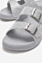Women's Silvery Double Buckle Slippers Silver - 3