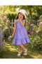 Girl's Gingham Patterned Strap Summer Dress and Straw Hat Set - 2