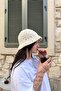 Cream Perforated Knitted Bucket Hat - Summer Bohemian Retro Women's Bucket Hat