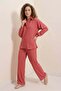 Women's Shirt Collar Oversize Dusty Rose Double Set