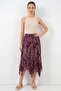 Women's Asymmetrical Patterned Chiffon Plum Skirt