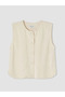 Beige Linen Blend Women's Classic Vest - 5