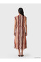 Mixed V-Neck Striped Belted Dress - 4