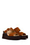 Women's Tan Buckle Wedge Heeled Suede Leather Slippers 26Sfd203910 - 2