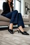 Women's Pointed Toe Sling Back Kitten Heel Shoes Lace Detail Heel Comfortable Daily Modern Stylish - 3