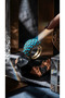 Bronze Women's Ring Authentic Copper Jewelry Tiny Turquoise Worked Topaz Model Adjustable Vintage - 5
