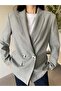 Gray Striped Blazer Jacket - 3
