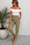 Women's Short Sleeve Madonna Collar Viscose Crop Blouse with Pockets Two Thread Tracksuit Set - 2